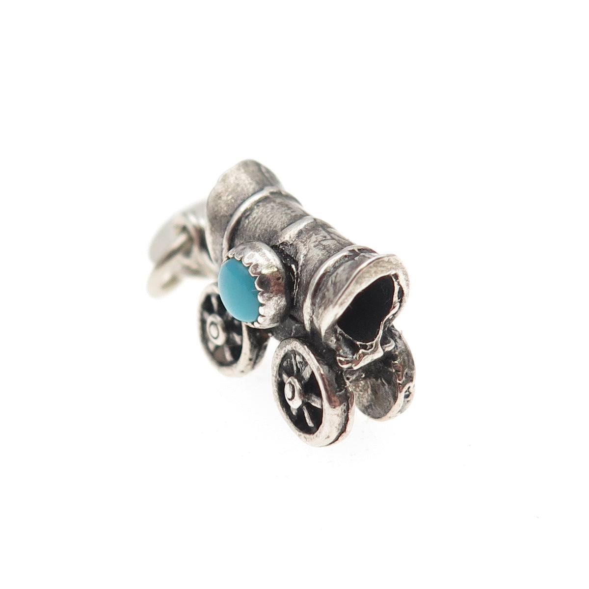 Maisels Indian Post 925 Sterling Vintage Turquoise Wagon 3D Mini Charm Pendant