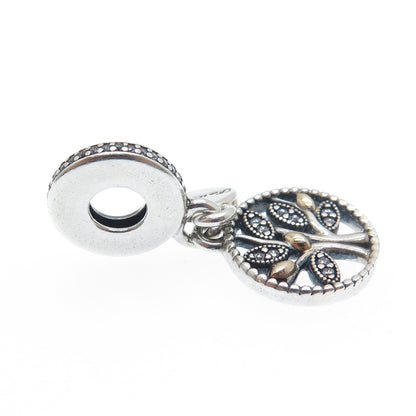 PANDORA 925 Sterling Silver Round-Cut C Z Tree of Life Family Dangle Charm