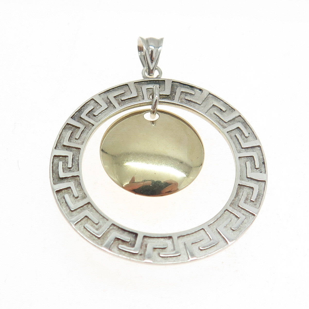 925 Sterling Silver 2-Tone Vintage Turkey Greek Maze Pendant
