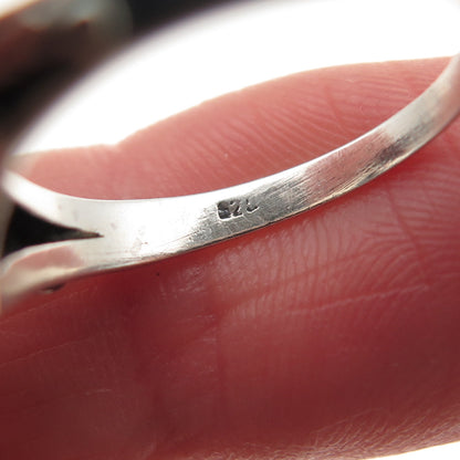925 Sterling Silver Vintage Oval-Cut Lavender C Z Flower Oxidized Ring Size 6