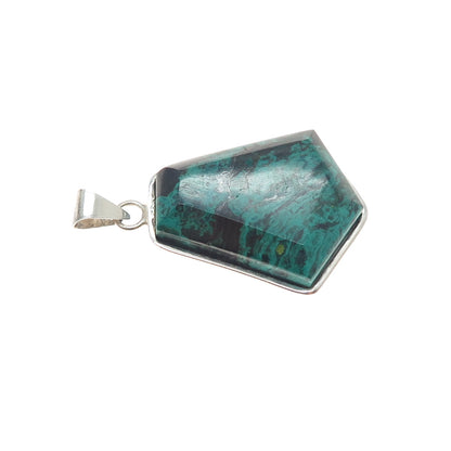 925 Sterling Silver Vintage Chrysocolla Modernist Charm Pendant