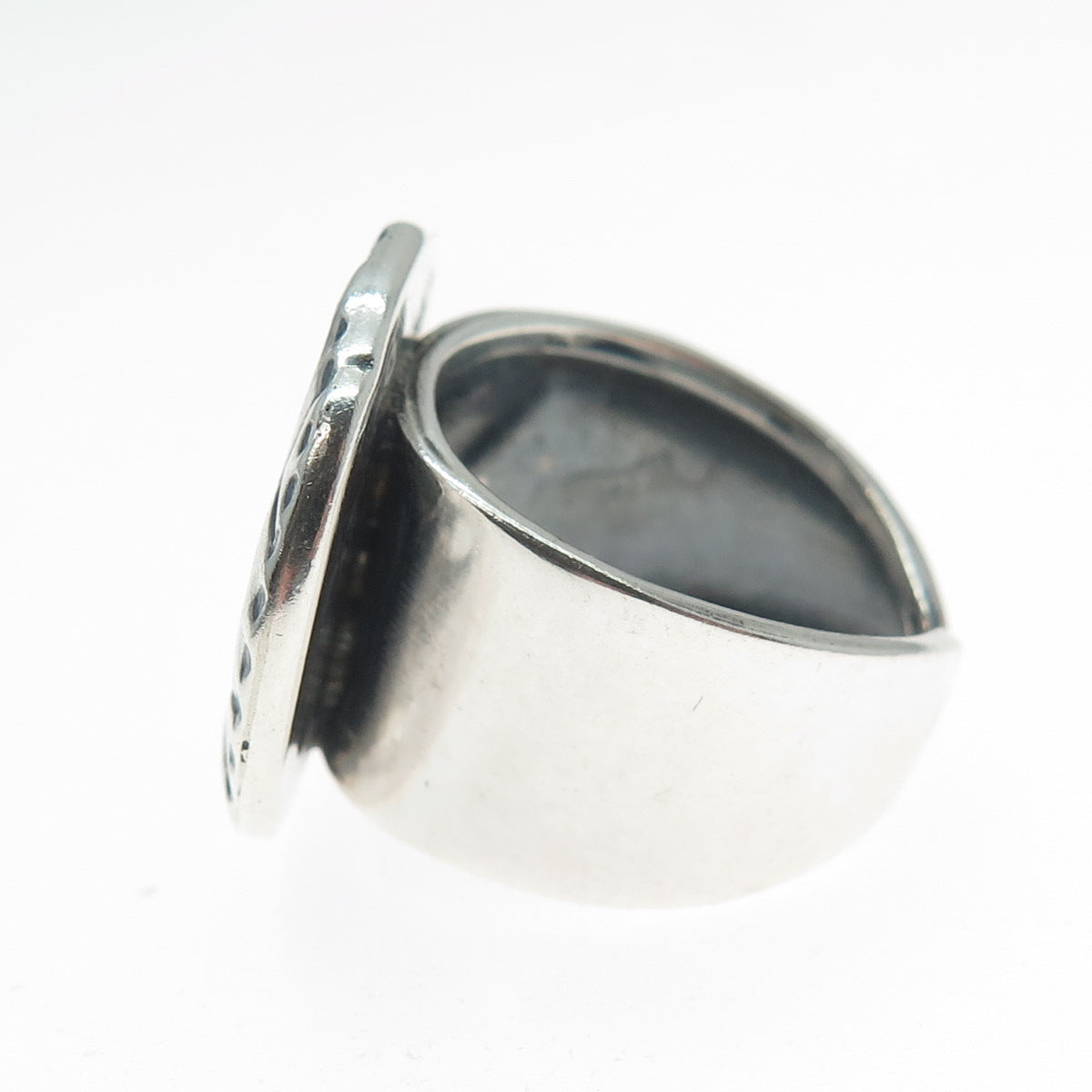 950 Silver Vintage Flower Oxidized Adjustable Ring Size 7