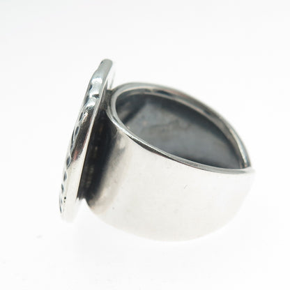 950 Silver Vintage Flower Oxidized Adjustable Ring Size 7