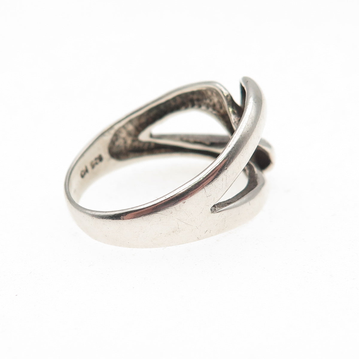 Charles Winston 925 Sterling Silver Vintage Modernist Interlocked Ring Size 8