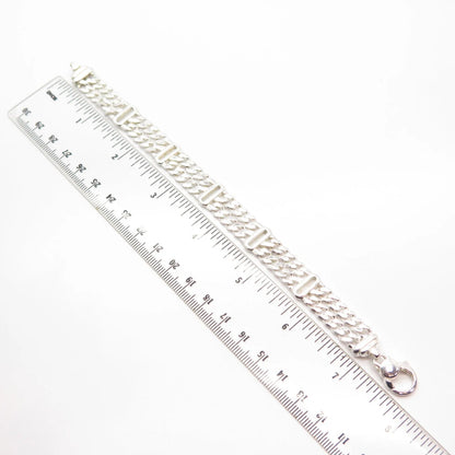 925 Sterling Silver Vintage 2-Row Cuban Link Bracelet 6.75"