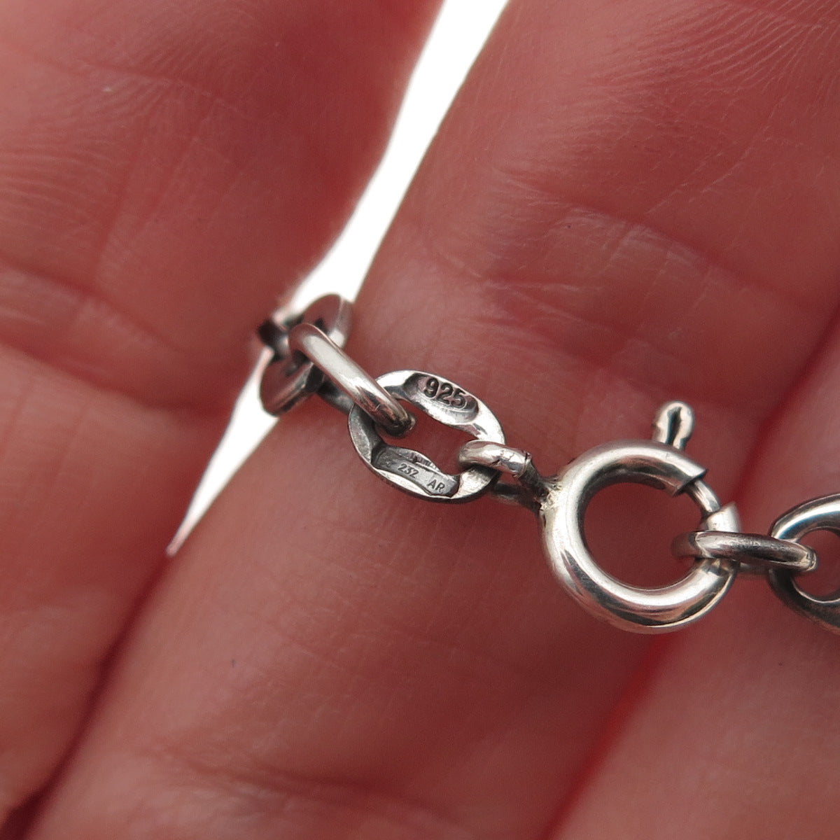 925 Sterling Silver Vintage Italy Anchor Mariner Chain Necklace 22"