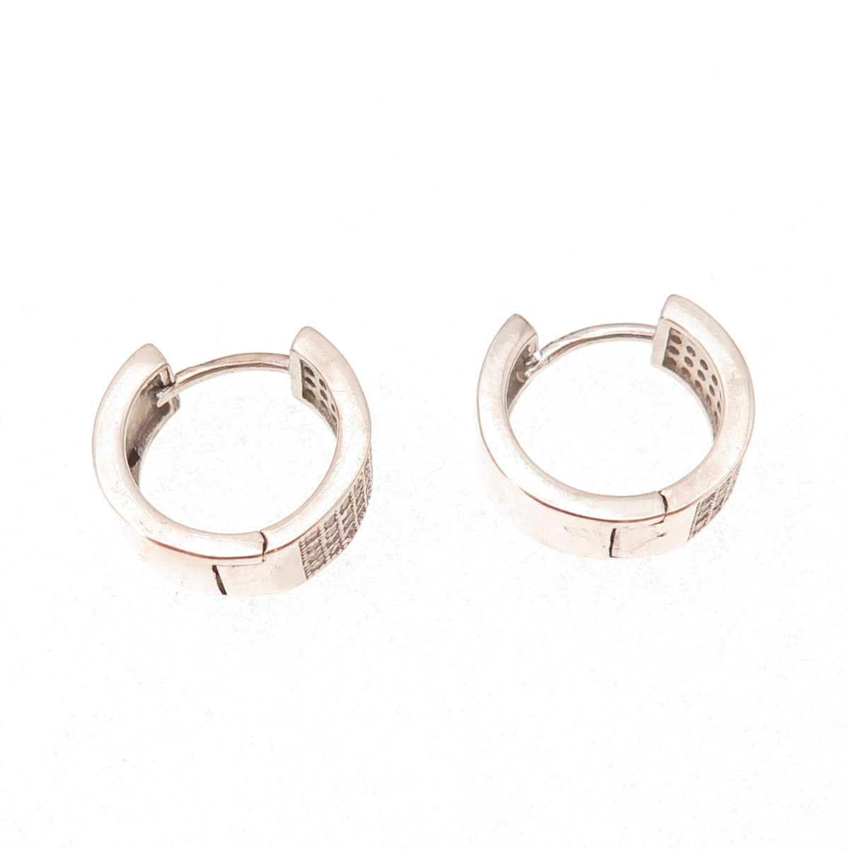 925 Sterling Silver Round-Cut C Z Hoop Earrings