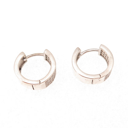 925 Sterling Silver Round-Cut C Z Hoop Earrings