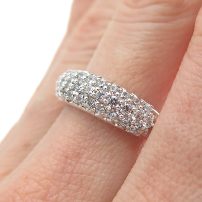 925 Sterling Silver Round-Cut C Z Sparkle Dome Ring Size 7.25