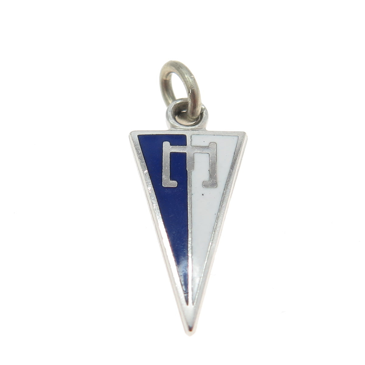 925 Sterling Silver Vintage Enamel "E" High School Charm Pendant