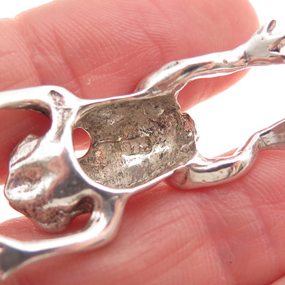 925 Sterling Silver Vintage Frog For Good Luck 3D Slide Charm Pendant