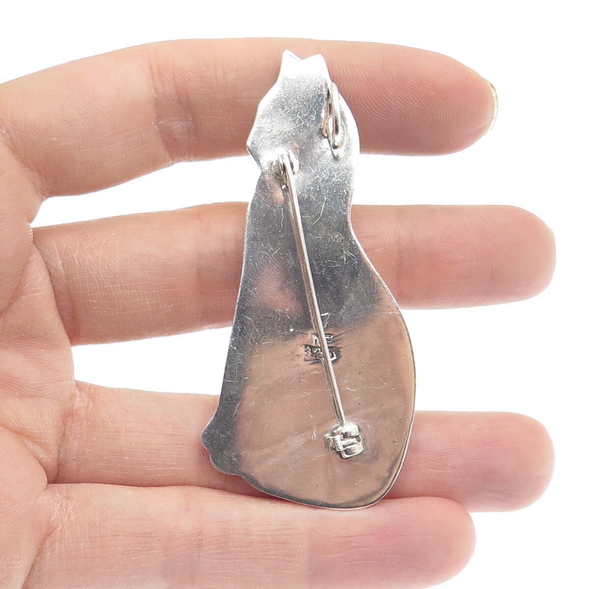 CHAPAL ZENRAY 925 Sterling Silver Vintage Cat Pin Pendant