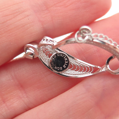 Sorrento 925 Sterling Silver Vintage Filigree Bracelet 7"