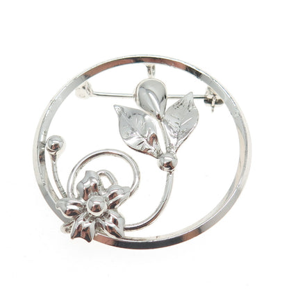 D'OR 925 Sterling Silver Vintage Floral Leaf Pin Brooch / Pendant