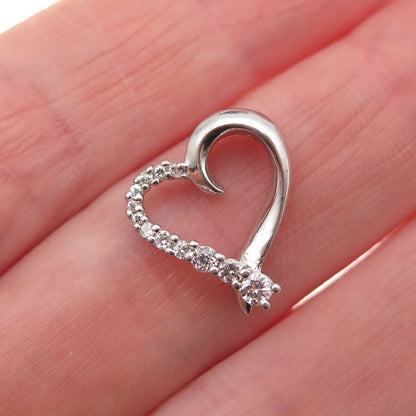 Sai 925 Sterling Silver Graduated Round-Cut C Z Heart Mini Slide Charm Pendant
