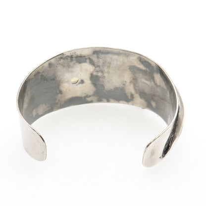 925 Sterling Silver Vintage Real Citrine Modernist Adjustable Cuff Bracelet 6.5"