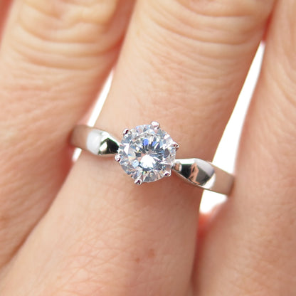 925 Sterling Silver Round-Cut C Z Engagement Ring Size 9.5