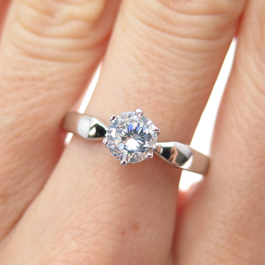 925 Sterling Silver Round-Cut C Z Engagement Ring Size 9.5