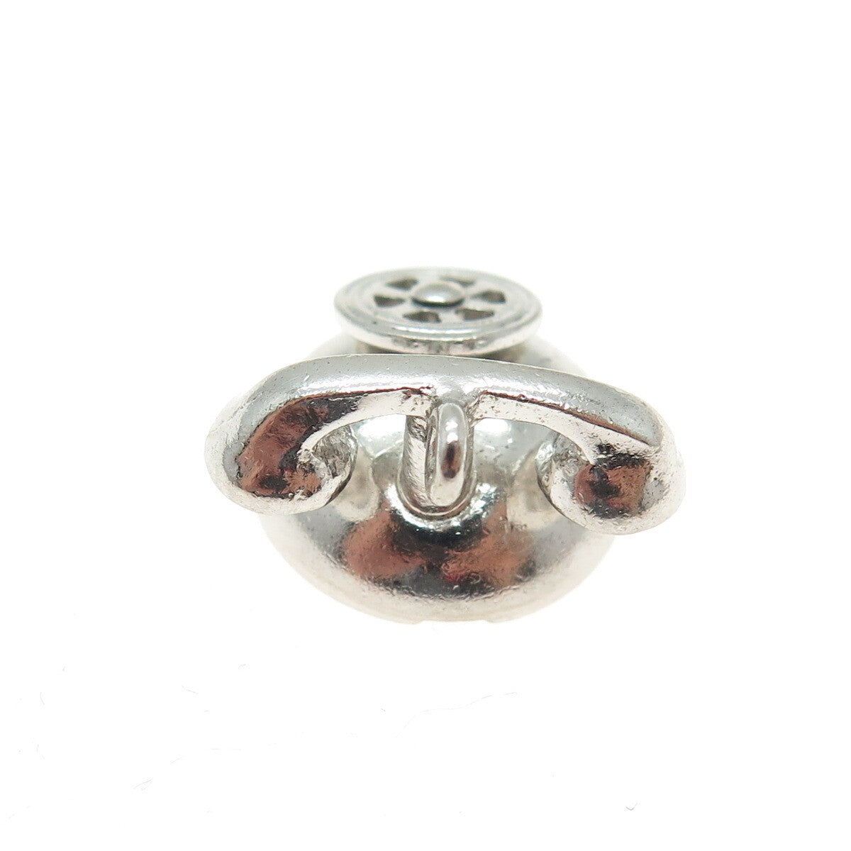 DANECRAFT Sterling Silver Antique Art Deco Rotary Telephone Minimalist Pendant