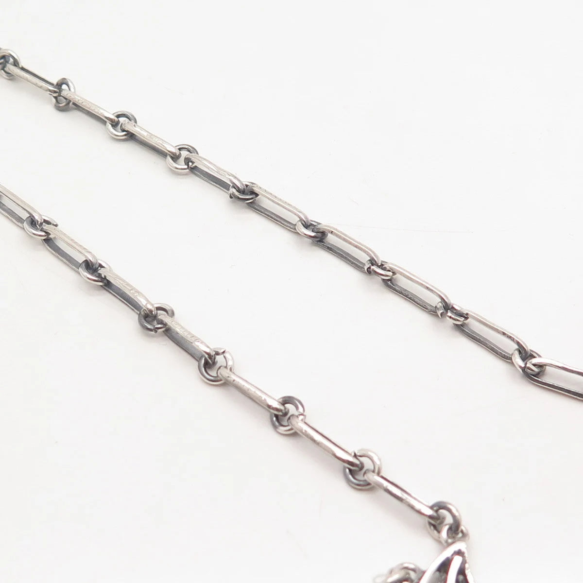 925 Sterling Silver Vintage Real Turquoise Gem Filigree Bar Chain Necklace 18"