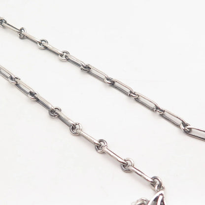 925 Sterling Silver Vintage Real Turquoise Gem Filigree Bar Chain Necklace 18"