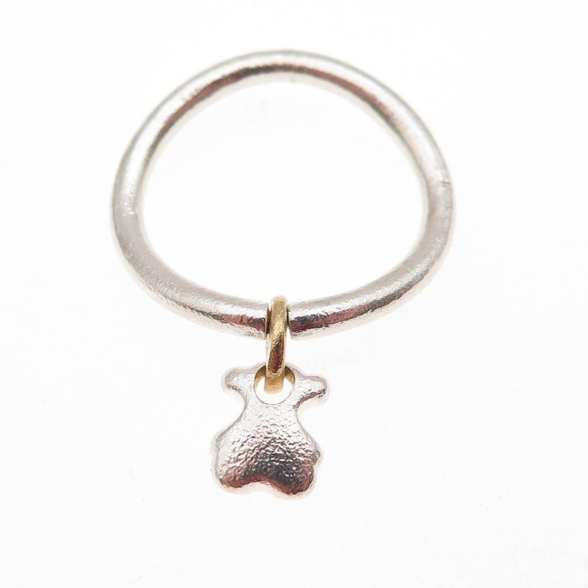 Tous 925 Sterling Silver Vermeil Sweet Dolls Charm Wavy Band Ring Size 6.75