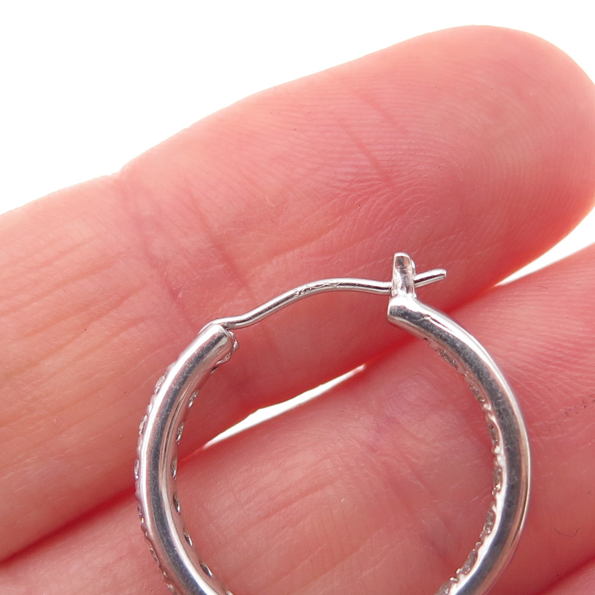 Kiera 925 Sterling Silver Round-Cut C Z In & Out Hoop Earrings
