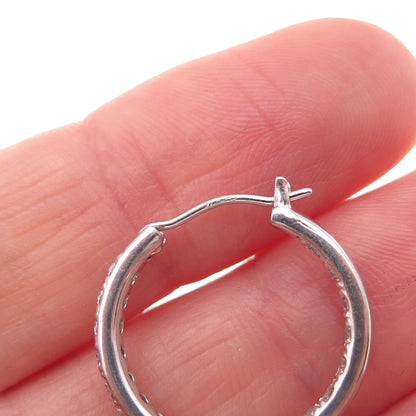 Kiera 925 Sterling Silver Round-Cut C Z In & Out Hoop Earrings