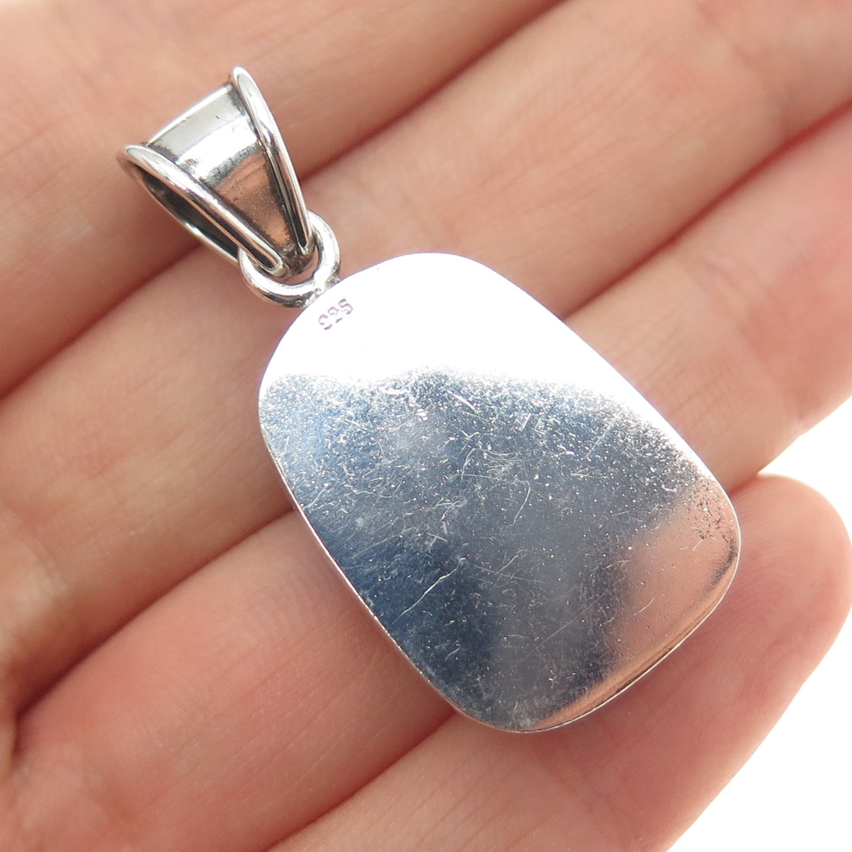 925 Sterling Silver Vintage Dichroic Glass Modernist Charm Pendant