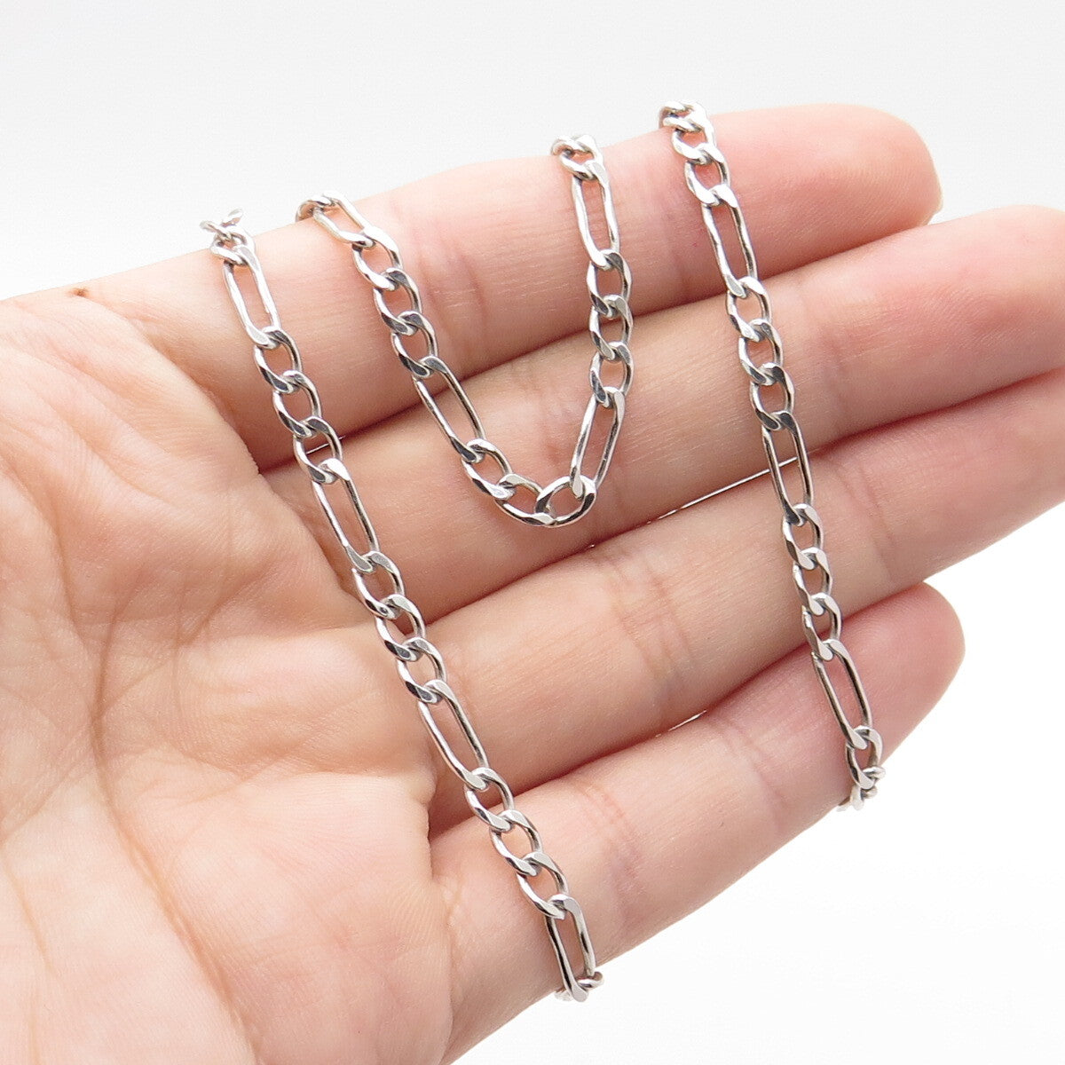 925 Sterling Silver Italy Figaro Chain Necklace 20"