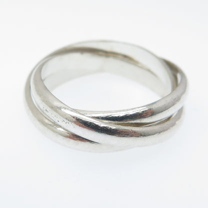 925 Sterling Silver Vintage Trinity Band Ring Size 7.75