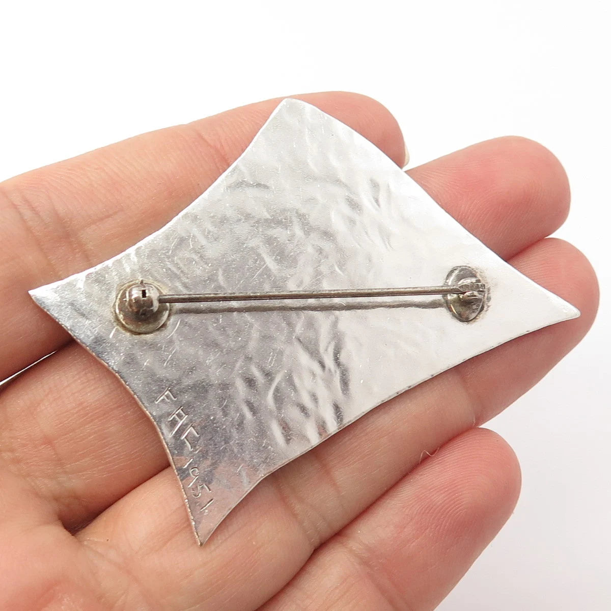 925 Sterling Silver Vintage FAC 1951 Abstract Pin Brooch