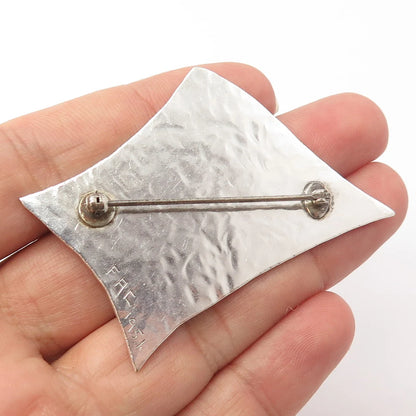 925 Sterling Silver Vintage FAC 1951 Abstract Pin Brooch