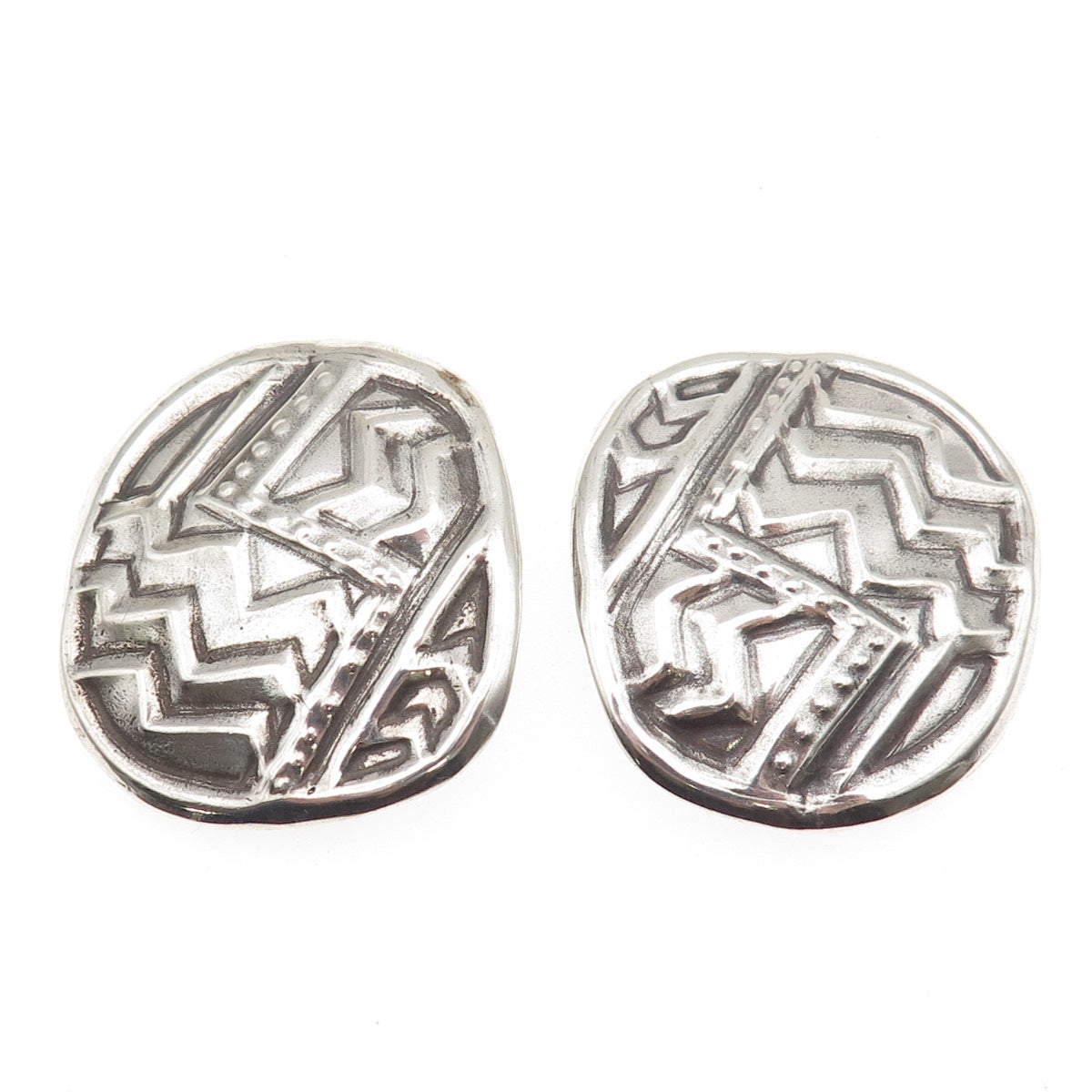 TABRA 925 Sterling Silver Vintage 1992 Modernist Oxidized Clip On Earrings