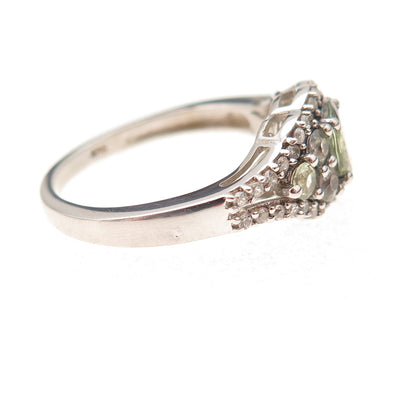 Chuck Clemency 925 Sterling Silver Real Green Amethyst & White Topaz Ring Size 7