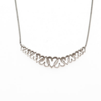 HN Heng Ngai 925 Sterling Silver Real Diamond Heart Snake Chain Necklace 18"