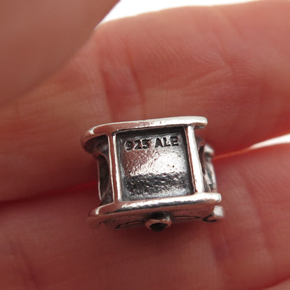 Pandora 925 Sterling Silver Real Red Garnet Santa's Sleigh Slide Bead Charm