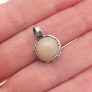 925 Sterling Silver Vintage Real Agate Oxidized Mini Charm Pendant