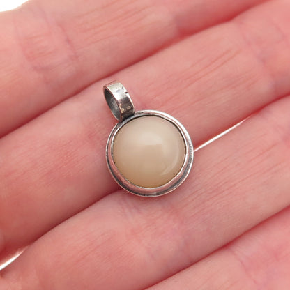 925 Sterling Silver Vintage Real Agate Oxidized Mini Charm Pendant
