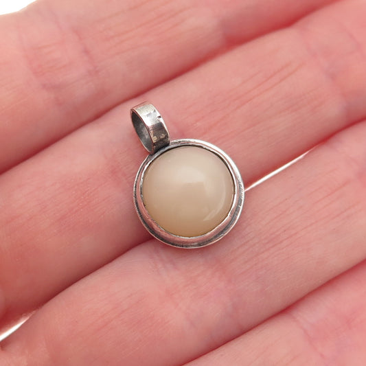 925 Sterling Silver Vintage Real Agate Oxidized Mini Charm Pendant