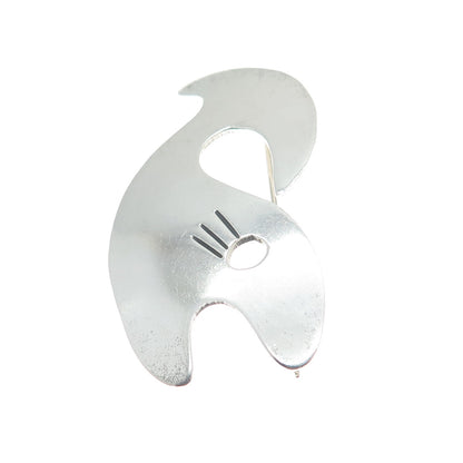 925 Sterling Silver Vintage Mexico Modernist Whale Pin Brooch