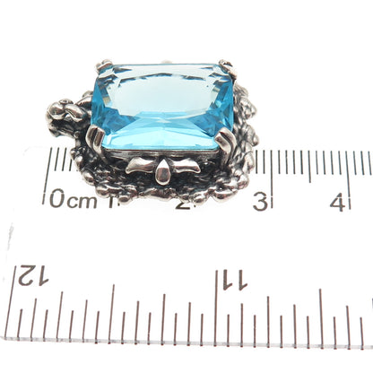 Regina Lane Sterling Vintage Israel Blue C Z Modernist Oxidized Slide Pendant