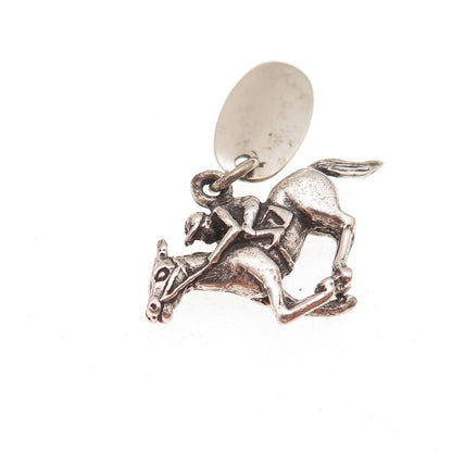 Maisels Sterling Silver Vintage Horse & Jockey Kentucky Oxidized Charm Pendant