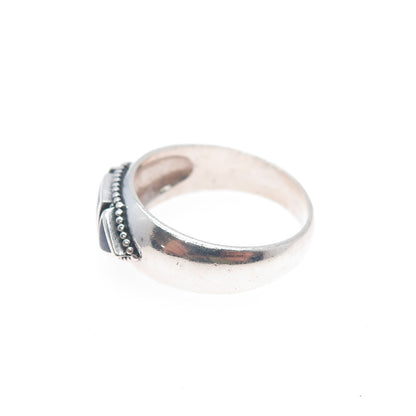 PHYLLIS WOODS 925 Sterling Silver Vintage Real Lapis Modernist Ring Size 8.25