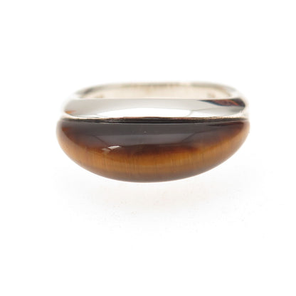 Whitney Kelly Sterling Silver Vintage Real Tiger Eye Modernist Ring Size 8.25