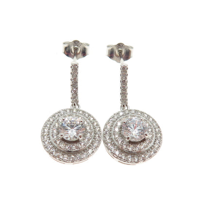 925 Sterling Silver Round-Cut C Z Drop Earrings