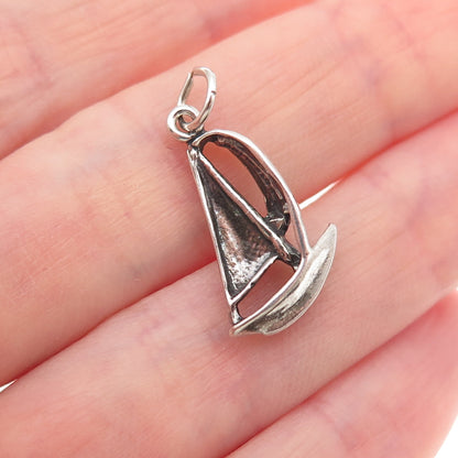 Maisels Indian 925 Sterling Silver Vintage Sailboat Oxidized Mini Charm Pendant