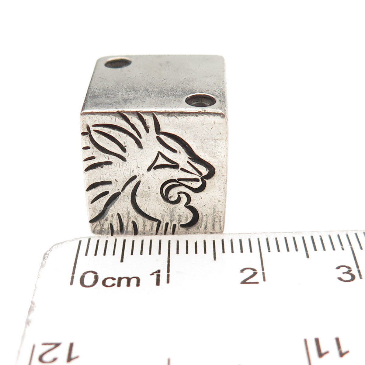 925 Sterling Silver Vintage Mexico Lion Oxidized Dice Paperweight