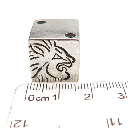 925 Sterling Silver Vintage Mexico Lion Oxidized Dice Paperweight