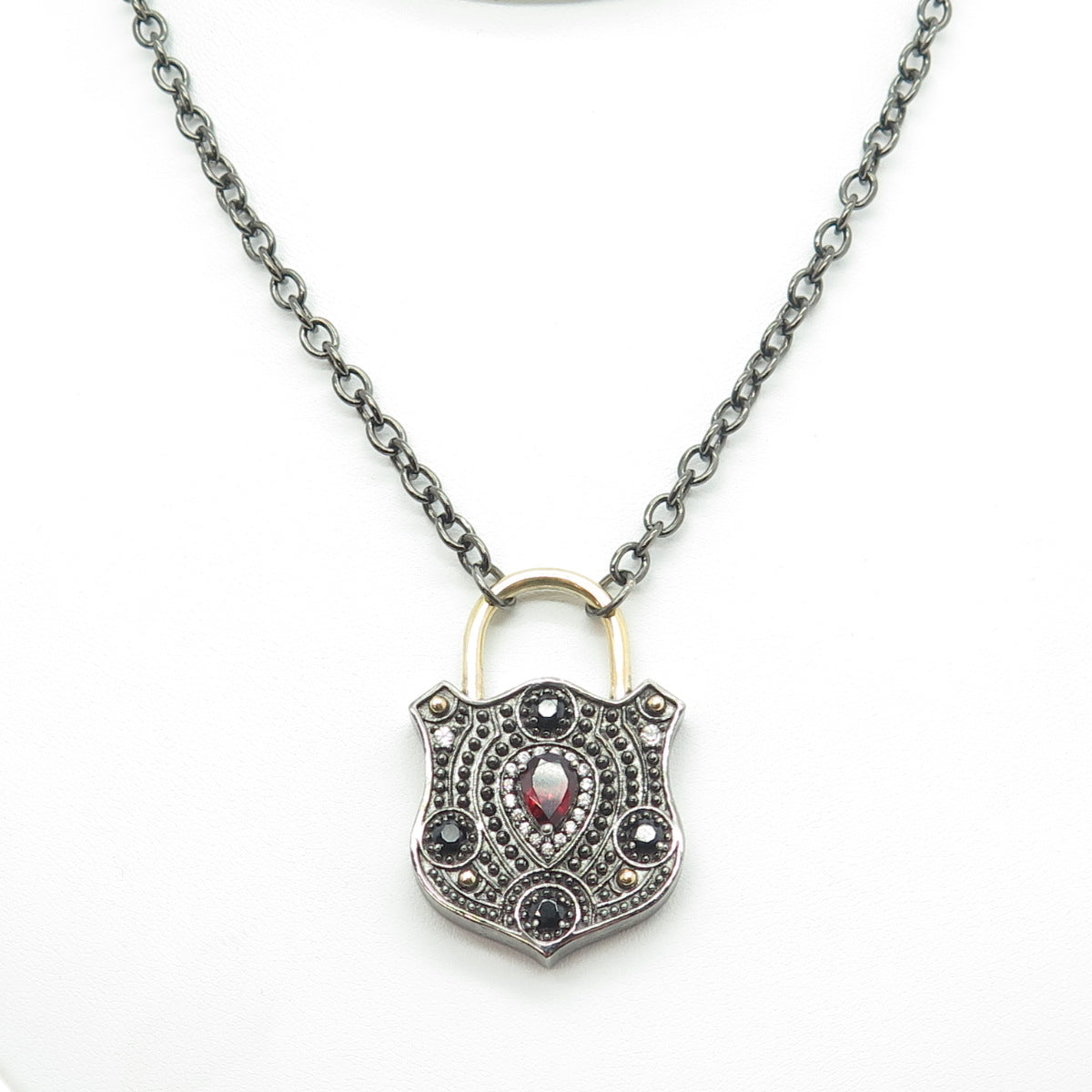 MICHAEL VALITUTTI 925 Sterling Silver White Topaz Garnet Spinel Gem Necklace 32"